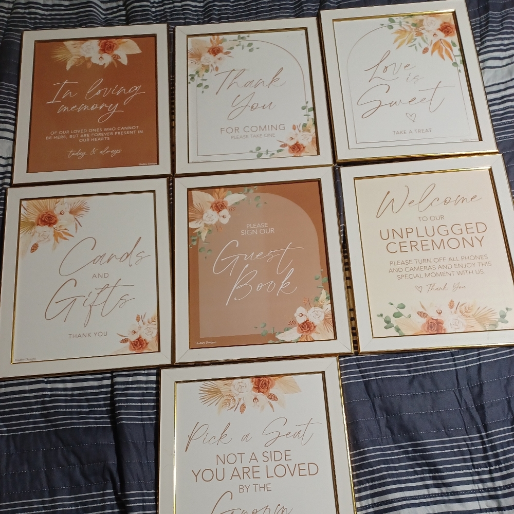 Boho wedding signs in a picture frame. Used 1 time for wedding. HANDMADE